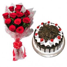  Black Forest Cake and Red Roses